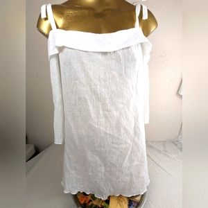 Sandbar NWT Urban White Gauze Semi Sheer Blouse Cold Shoulder Medium